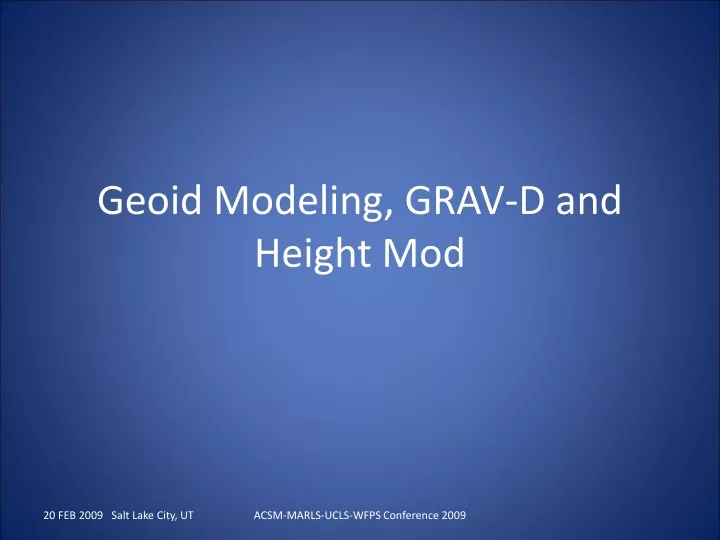 geoid modeling grav d and height mod