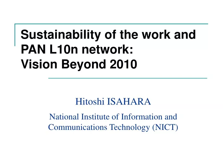 hitoshi isahara national institute of information and communications technology nict