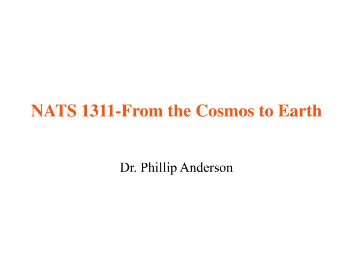 nats 1311 from the cosmos to earth