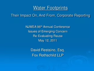 Water Footprints Their Impact On, And From, Corporate Reporting