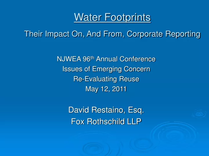 water footprints their impact on and from corporate reporting