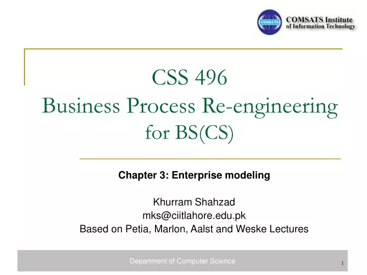 css 496 business process re engineering for bs cs