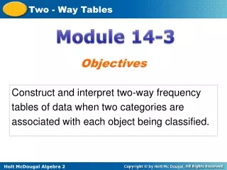 Construct and interpret two-way frequency tables of data when two categories are