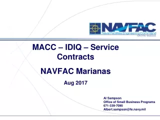 MACC – IDIQ – Service Contracts NAVFAC Marianas Aug 2017