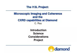 The I13L Project: Microscopic Imaging and Coherence and the  CXRD capabilities at Diamond