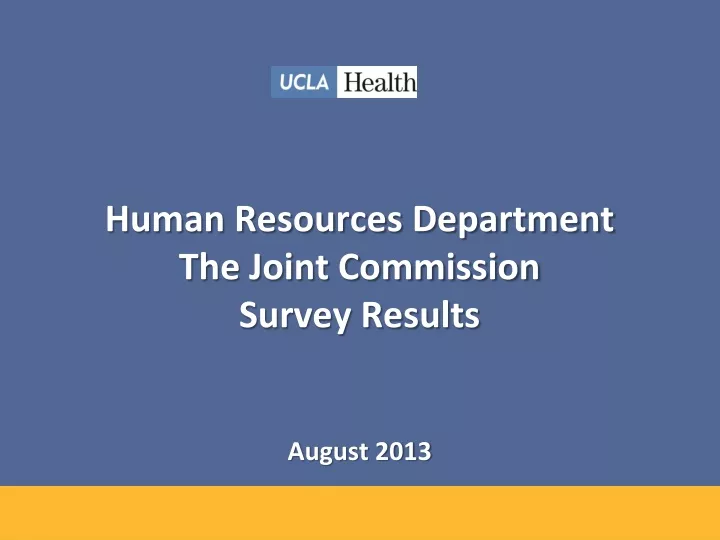 human resources department the joint commission survey results august 2013