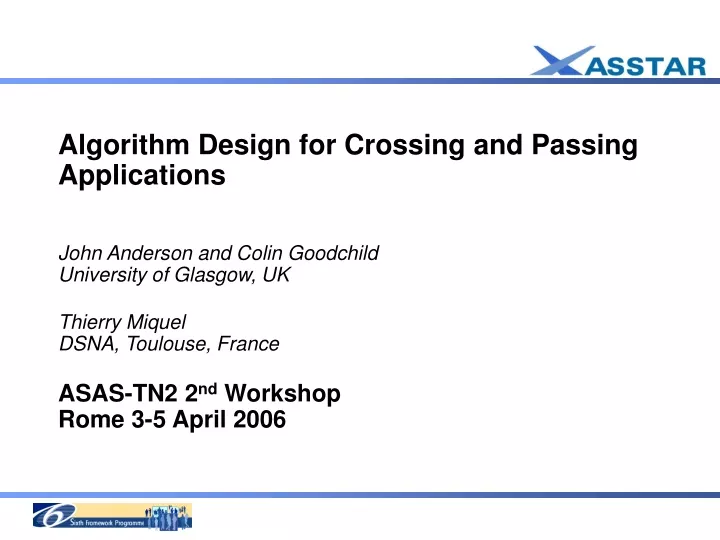 algorithm design for crossing and passing