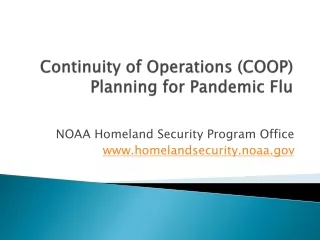 Continuity of Operations (COOP) Planning for Pandemic Flu