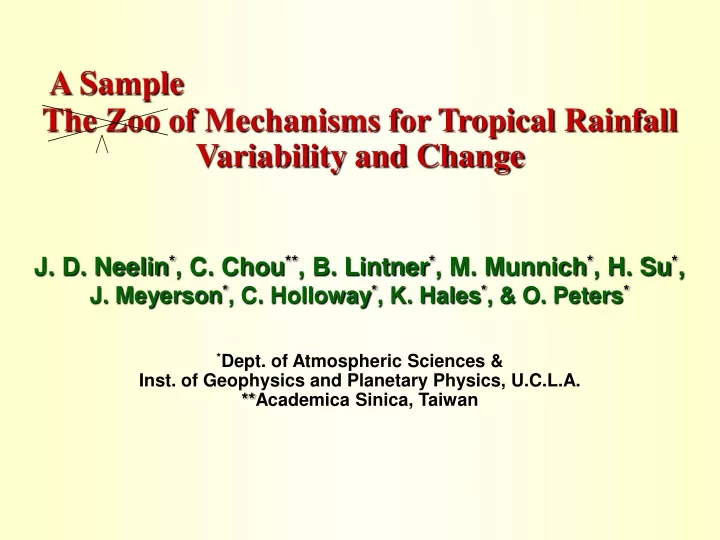 the zoo of mechanisms for tropical rainfall variability and change