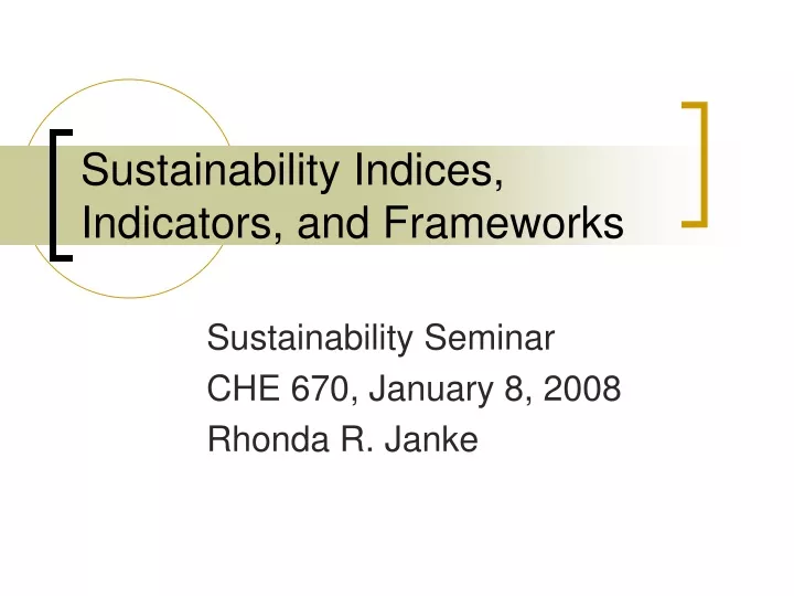 sustainability indices indicators and frameworks