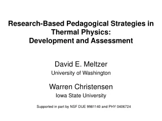 Research-Based Pedagogical Strategies in Thermal Physics: Development and Assessment