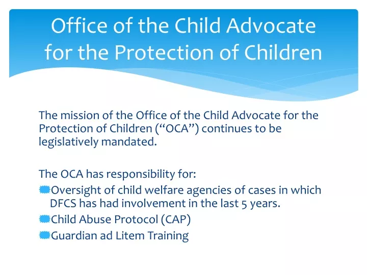 office of the child advocate for the protection of children