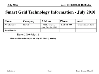 Smart Grid Technology Information - July 2010
