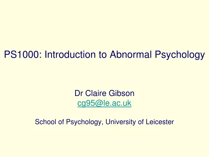 ps1000 introduction to abnormal psychology