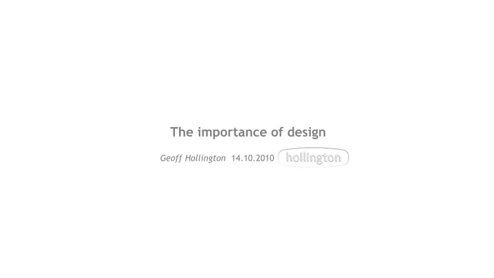 the importance of design