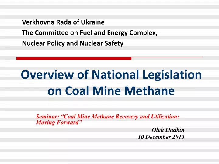 overview of national legislation on coal mine methane