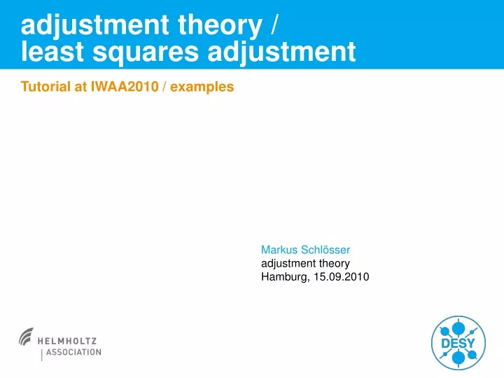adjustment theory least squares adjustment
