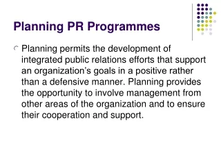 Planning PR Programmes