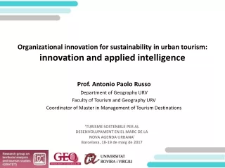 Organizational innovation for sustainability in urban tourism: innovation and applied intelligence