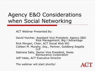 Agency E&amp;O Considerations when Social Networking