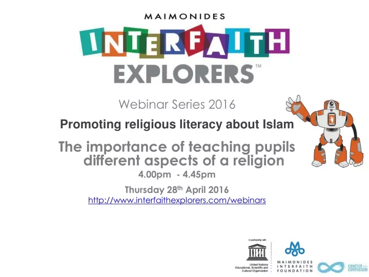 webinar series 2016 promoting religious literacy