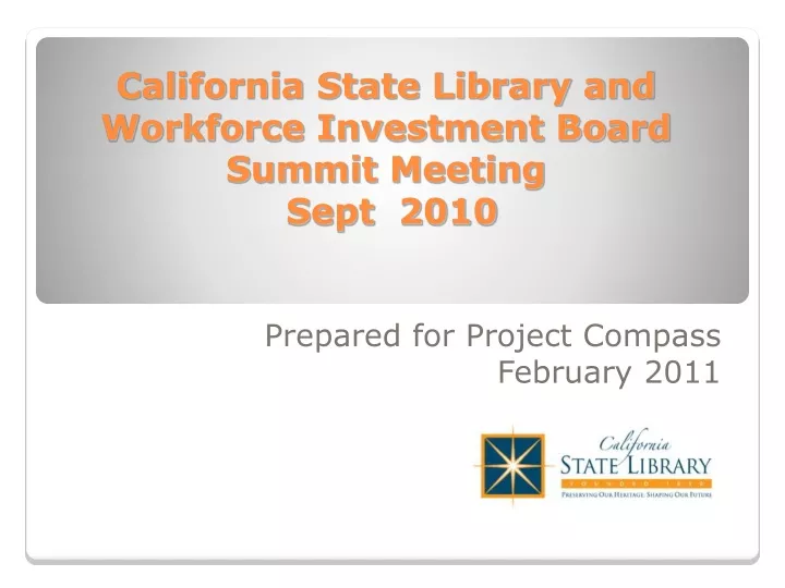 california state library and workforce investment board summit meeting sept 2010