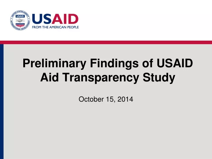 preliminary findings of usaid aid transparency study