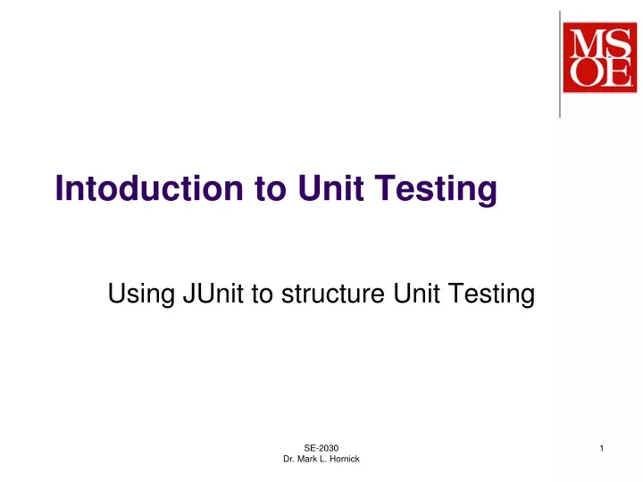 intoduction to unit testing