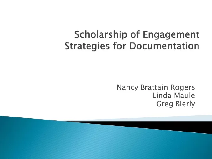 scholarship of engagement strategies for documentation