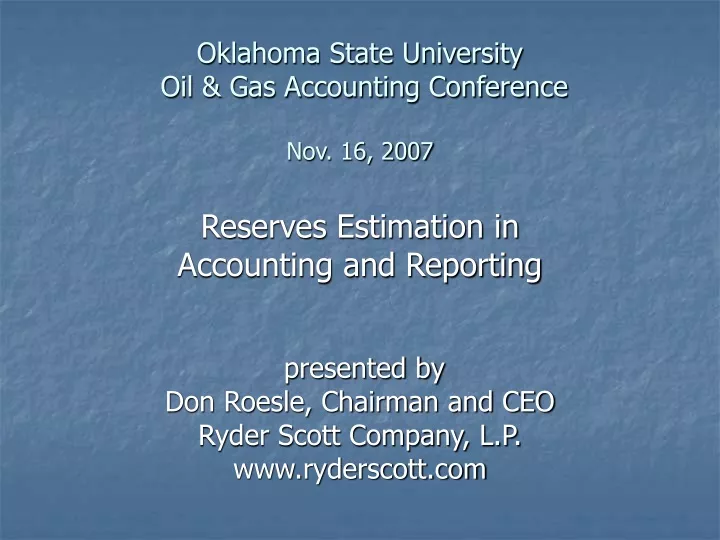 oklahoma state university oil gas accounting conference nov 16 2007