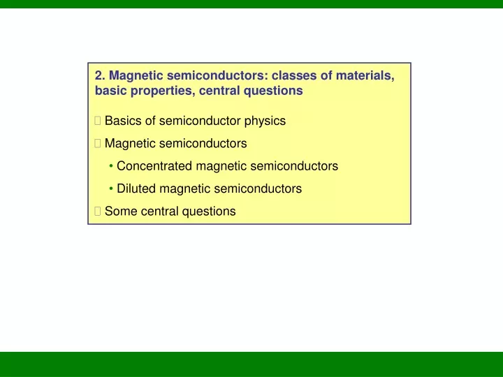 2 magnetic semiconductors classes of materials