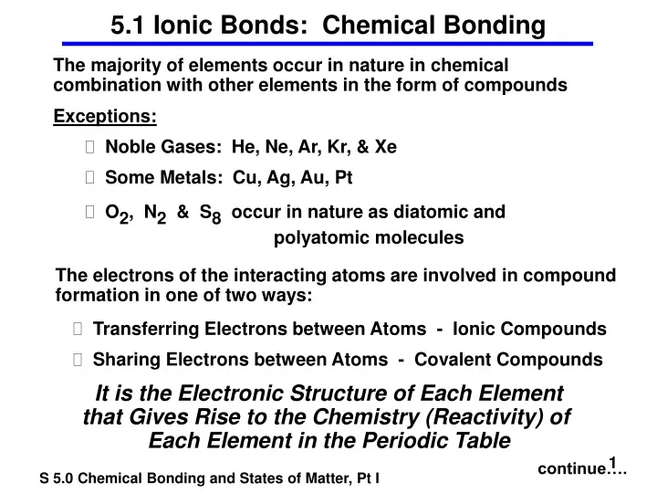 5 1 ionic bonds chemical bonding