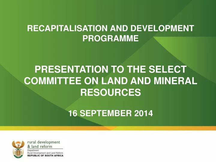 recapitalisation and development programme