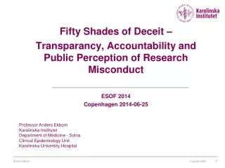 Fifty Shades of Deceit – Transparancy, Accountability and Public Perception of Research Misconduct