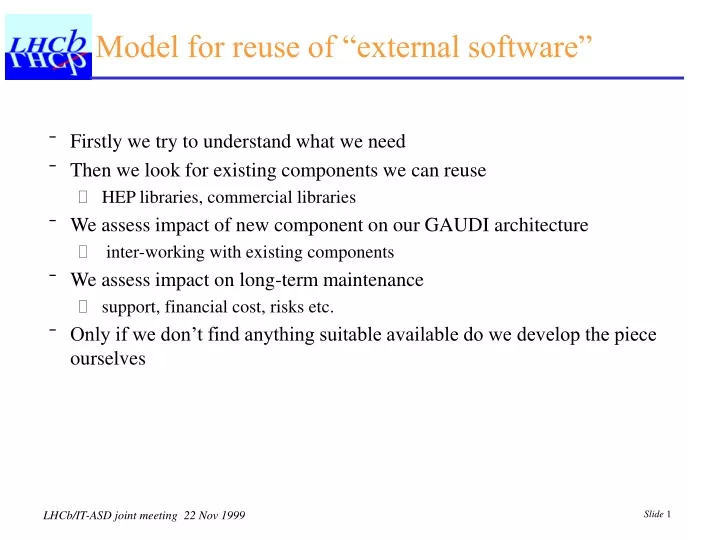 model for reuse of external software