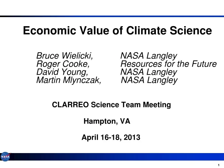 economic value of climate science bruce wielicki