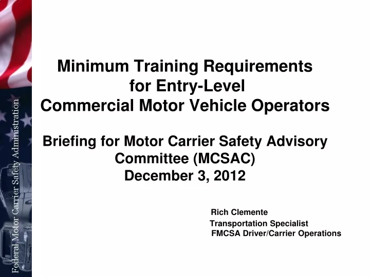 minimum training requirements for entry level