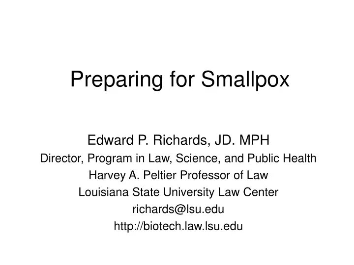 preparing for smallpox