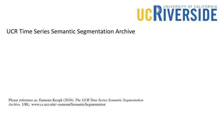 ucr time series semantic segmentation archive