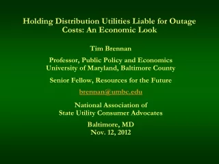 Holding Distribution Utilities Liable for Outage Costs: An Economic Look