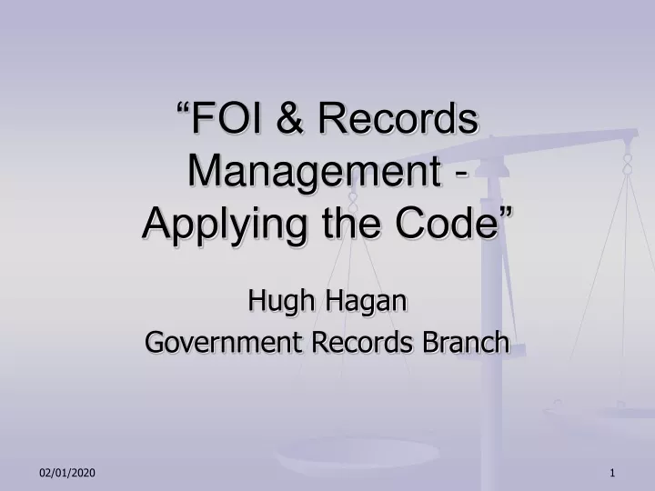 foi records management applying the code