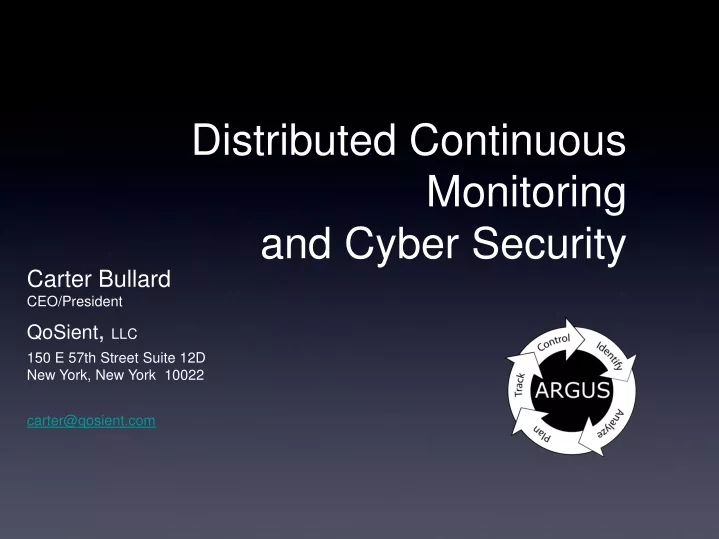 distributed continuous monitoring and cyber