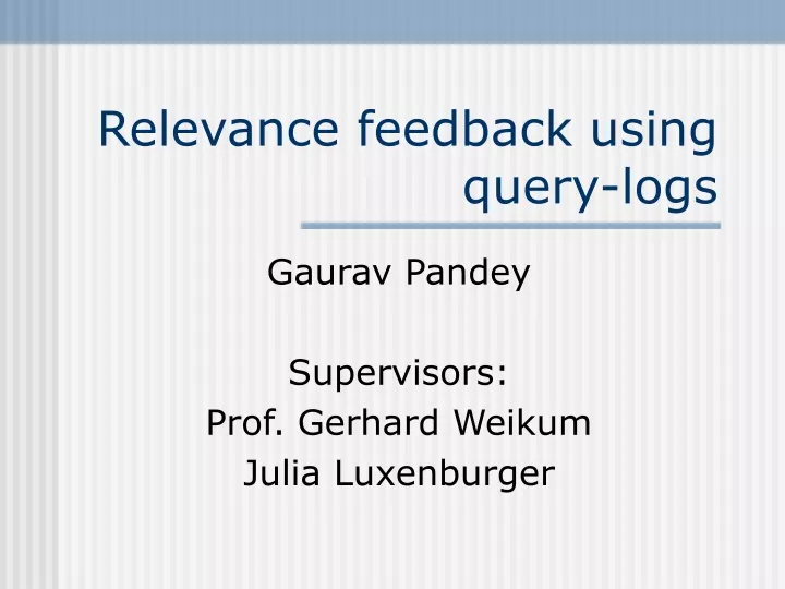relevance feedback using query logs