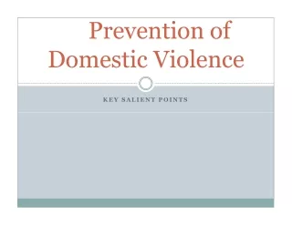 Prevention of  Domestic Violence