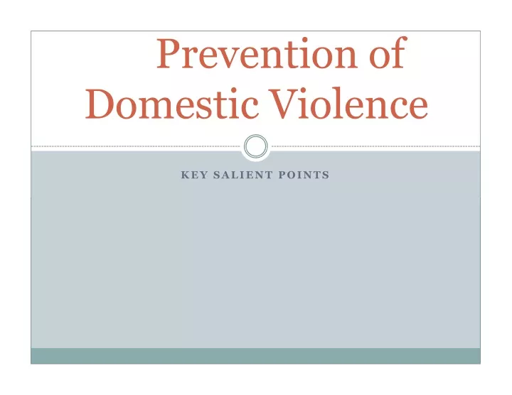 prevention of domestic violence