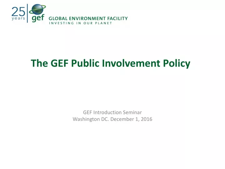 the gef public involvement policy