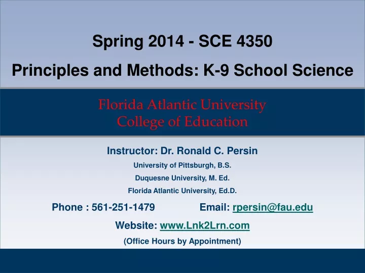 spring 2014 sce 4350 principles and methods