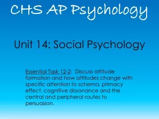 Unit 14: Social Psychology