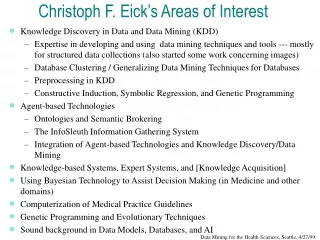 Christoph F. Eick’s Areas of Interest