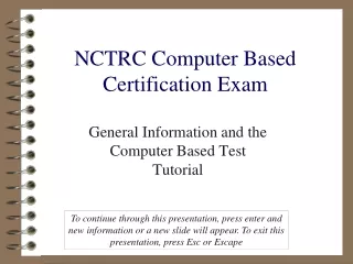 NCTRC Computer Based Certification Exam